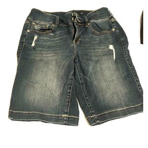 Torrid mid length jean shorts